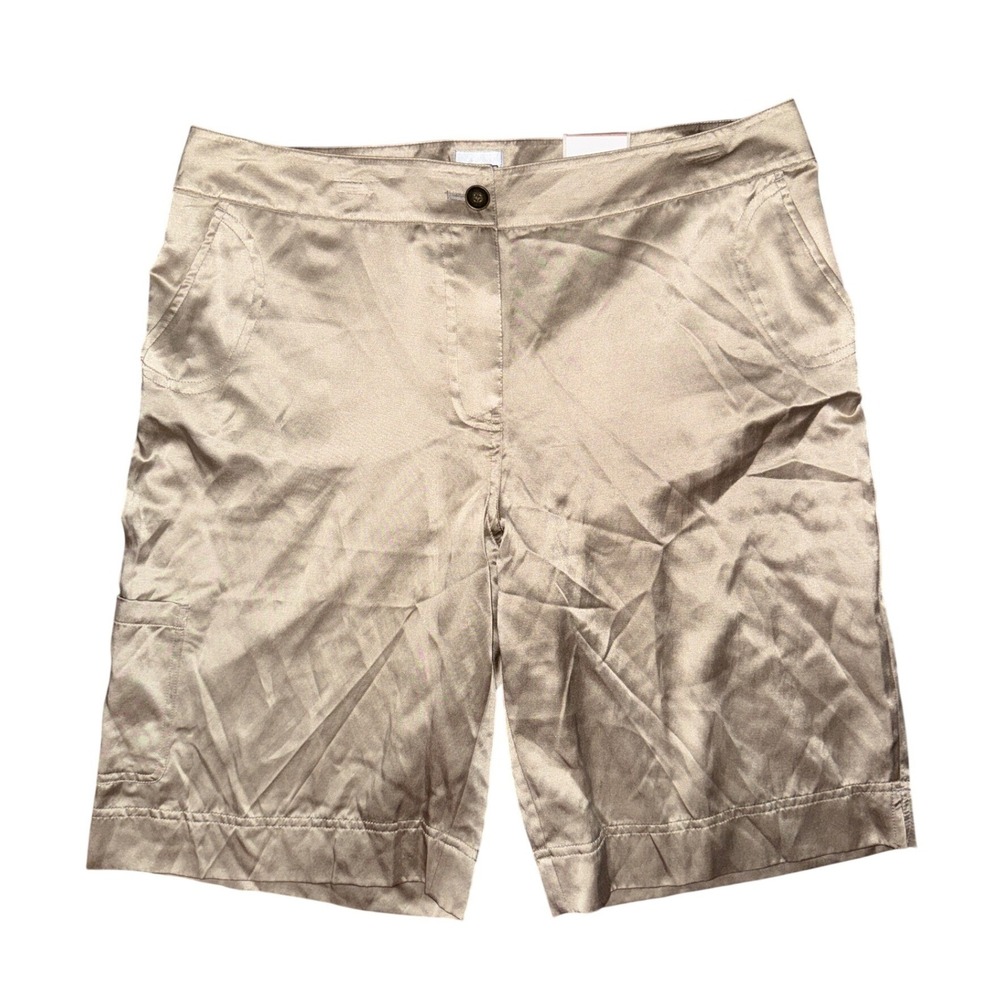 Chicos Casablanca Silk Blend Bermuda Cargo‎ Shorts Y2K Glam Old Money Minimalist